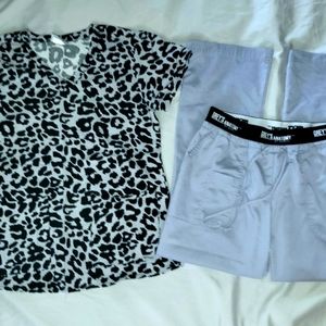 Grey's Anatomy Scrub Set Animal Print Med Pet Flaw